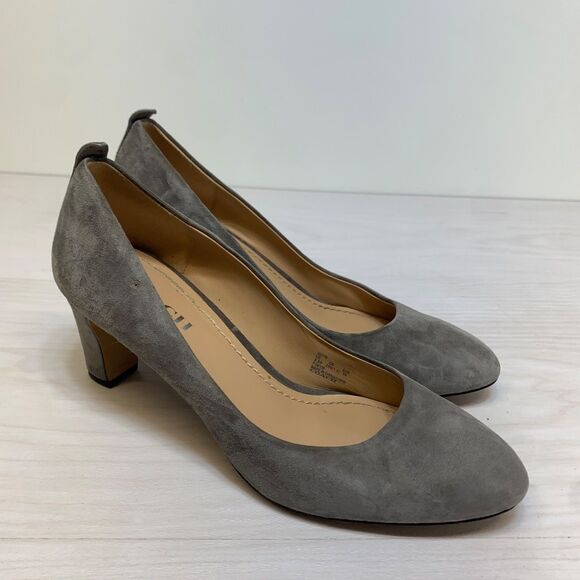 Coach Pumps Suede High Heels Almond Toe Logo One Point Size 8.5 B EU 39 - Picture 1 of 10